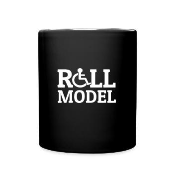 Roll Model Rollstuhl Rollifahrer Humor Spüche - Tasse einfarbig - Schwarz - Vorne
