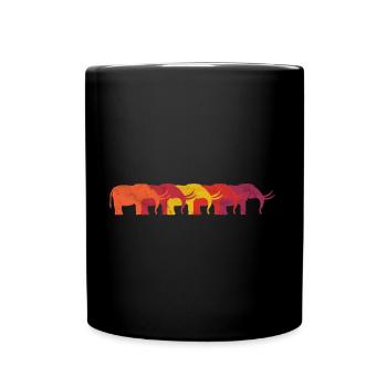 Mammut Mammute Elefant Elefanten Retro Geschenk - Tasse einfarbig - Schwarz - Vorne