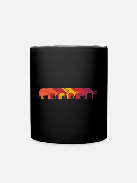 Mammut Mammute Elefant Elefanten Retro Geschenk - Tasse einfarbig - Schwarz
