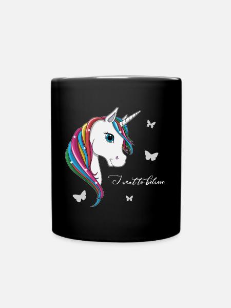 lorey.w "Einhorn - I want to believe" - Tasse einfarbig - Schwarz