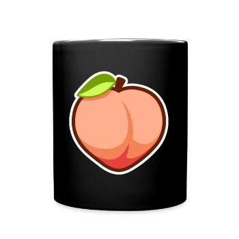 Pfirsich Essen Fitness Frauen Hintern Lustig Vegan - Tasse einfarbig - Schwarz - Vorne