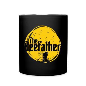Le beefather - abeille miel apiculteur fleurs en nid d'abeille - Mug uni - noir - Devant
