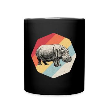 Nilpferd Hippo Hippopotamus Flusspferd Geschenk - Tasse einfarbig - Schwarz - Vorne
