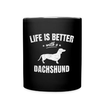Dackel Dachshund Teckel Lustig Geschenk - Tasse einfarbig - Schwarz - Vorne