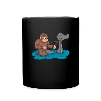 Bigfoot reitet Nessie Loch Ness Sasquatch Geschenk - Tasse einfarbig - Schwarz - Vorne