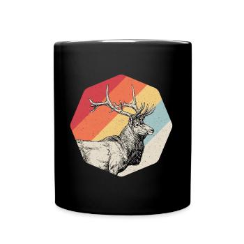 Hirsch Geweih Jäger Jagd Geschenk - Tasse einfarbig - Schwarz - Vorne