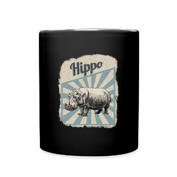 Hippos Nilpferde Flusspferde Hippopotamus Geschenk - Tasse einfarbig - Schwarz - Vorne