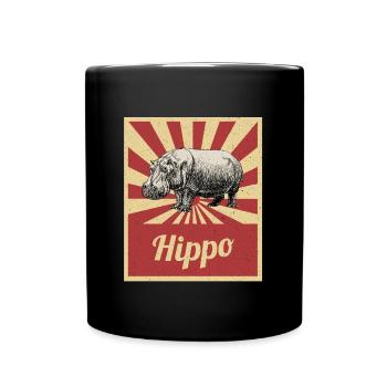 Nilpferde Flusspferde Hippos Hippopotamus Geschenk - Tasse einfarbig - Schwarz - Vorne