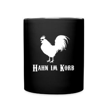 Hahn im Korb - Tasse einfarbig - Schwarz - Vorne
