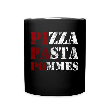 Pizza Pasta Pommes> Pi Pa Po funny saying - Full Colour Mug - black - Front