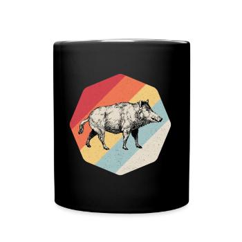 Wildschwein Wildsau Cooles Geschenk - Tasse einfarbig - Schwarz - Vorne