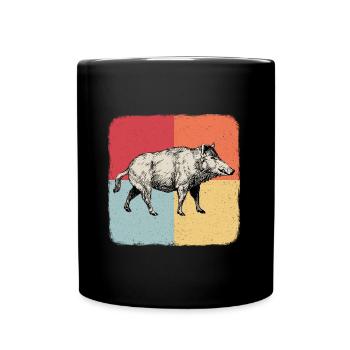 Hausschwein Wildschwein Ferkel Geschenk - Tasse einfarbig - Schwarz - Vorne