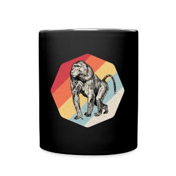 Pavian Affe Gorilla Geschenk - Tasse einfarbig - Schwarz - Vorne