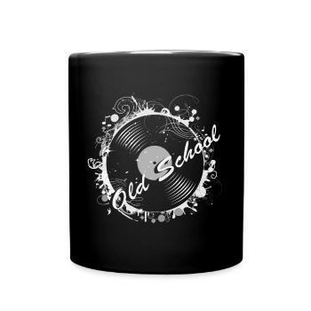 Schallplatte im Retro Design - Tasse einfarbig - Schwarz - Vorne