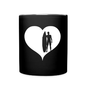Surfer Herz weiß - Tasse einfarbig - Schwarz - Vorne