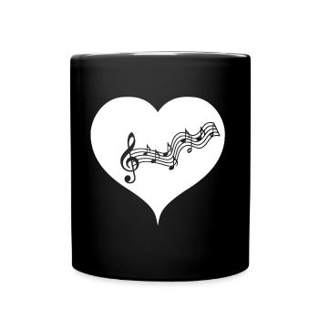 Herz Note Musiknote Musik Liebe weiß Geschenkidee - Tasse einfarbig - Schwarz - Vorne