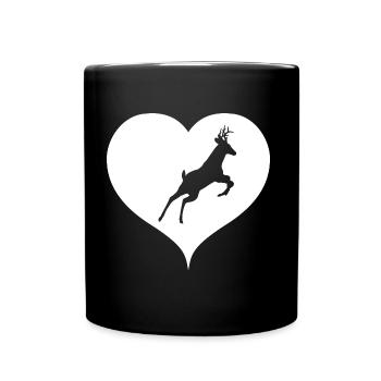 Cerf avec coeur - Mug uni - noir - Devant