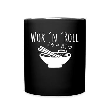 Asia Wok Rock ́n ́Roll Shirt Music Pan Food Note - Full Colour Mug - black - Front