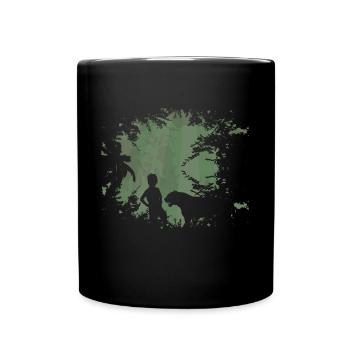 Fairy tale jungle tiger boy wolf child - Full Colour Mug - black - Front