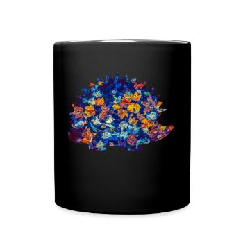 igel herbstblätter - Tasse einfarbig - Schwarz - Vorne