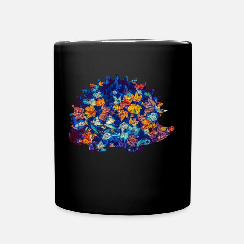 igel herbstblätter - Tasse einfarbig - Schwarz