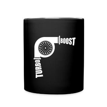 Turbo Boost, Auto Schrauber, Shirt: Turbolader fun - Tasse einfarbig - Schwarz - Vorne
