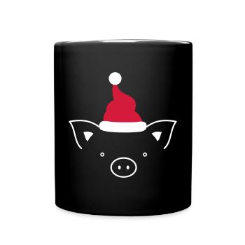 Cochon Sau Nikolaus Noël drôle drôle - Mug uni - noir - Devant