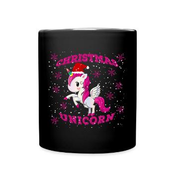 Licorne de Noël - Mug uni - noir - Devant