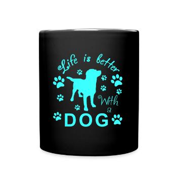 Hunde Motiv türkis - Tasse einfarbig - Schwarz - Vorne