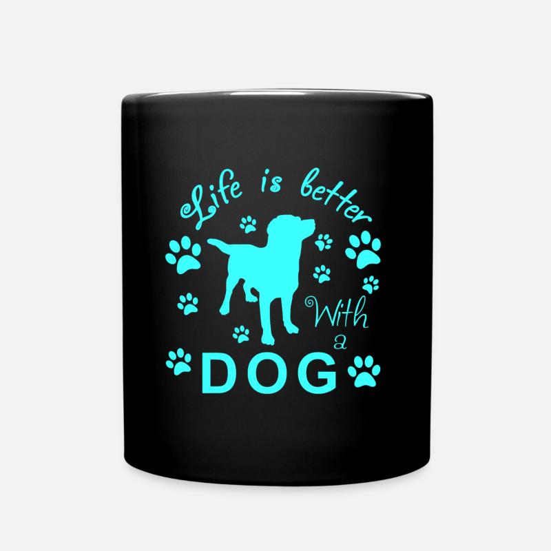 Motif chien turquoise - Mug uni - noir