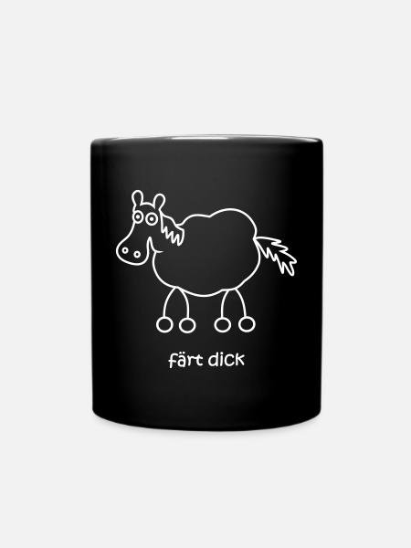 färt thick, färt, finished, horse fat, fat horse - Full Colour Mug - black