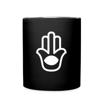 Hand der Fatima gegen bösen Blick - Tasse einfarbig - Schwarz - Vorne