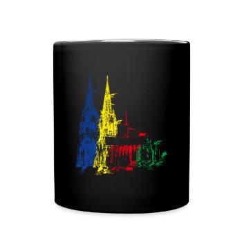 Dom de Cologne, explosion de couleur - Mug uni - noir - Devant