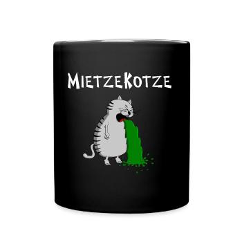 einfach zum Kotzen findet das die MietzeKotze - Tasse einfarbig - Schwarz - Vorne