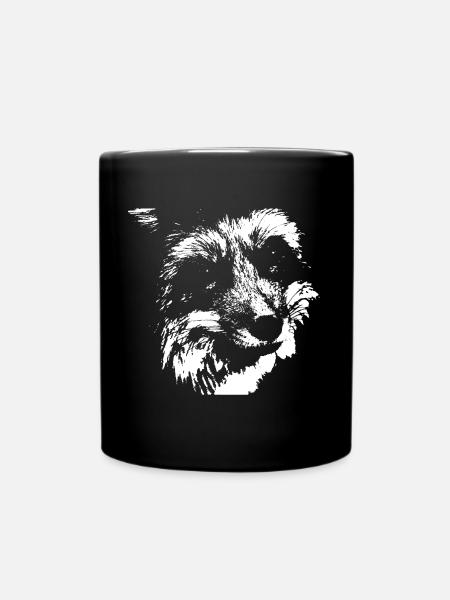 Fuchs schwarz und weiß - Tasse einfarbig - Schwarz