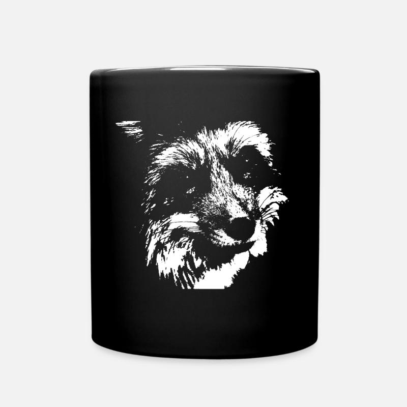 Fuchs schwarz und weiß - Tasse einfarbig - Schwarz