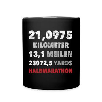 21,0975 KM Demi-marathon 13.1 Miles course cadeau - Mug uni - noir - Devant