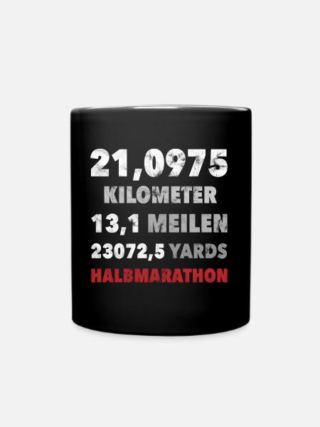 21,0975 KM Halbmarathon 13.1 Meilen Lauf Geschenk - Tasse einfarbig - Schwarz