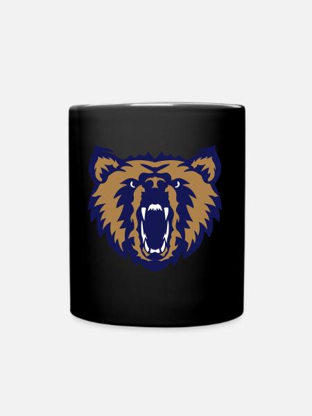 bear face club logo - Full Colour Mug - black