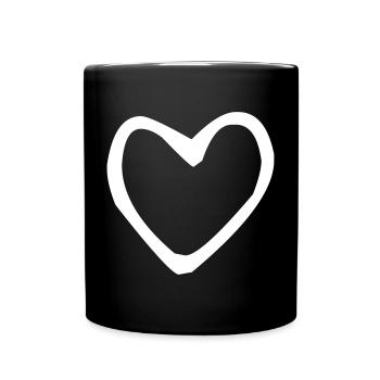 Coeur dessiné blanc - Mug uni - noir - Devant