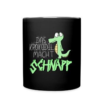 Das Krokodil macht Schnapp für Kinder und Babys - Tasse einfarbig - Schwarz - Vorne