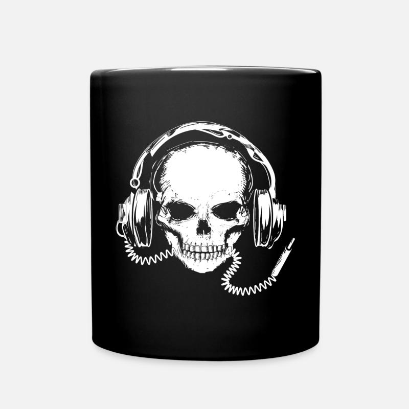 Crâne avec des écouteurs - Mug uni - noir