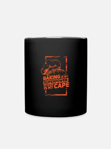 Backen ist meine Superkraft Meine Schürze ist mein Cape-Geschenk - Tasse einfarbig - Schwarz