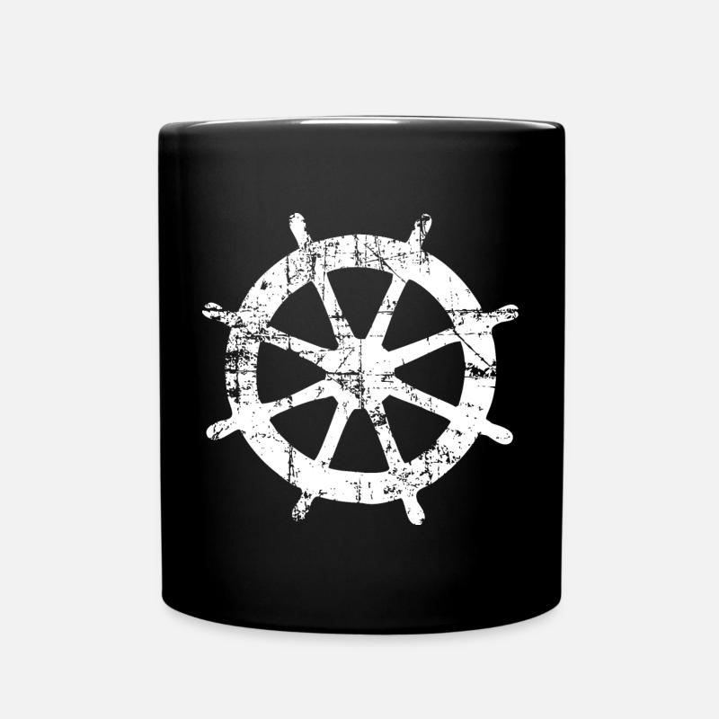 Steering Wheel Vintage White Sailing Design (FR) - Mug uni - noir