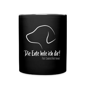 Retriever à poil plat disant: canard sur le côté - Mug uni - noir - Devant