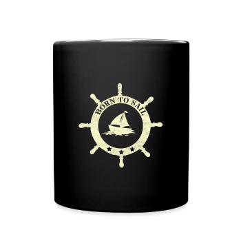 Rames à voile Né pour naviguer - Mug uni - noir - Devant