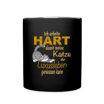 Chat, la vie de luxe chemise drôle - Mug uni - noir - Devant