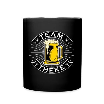 Team Theke - Teamshirt mit Bierglas - Tasse einfarbig - Schwarz - Vorne