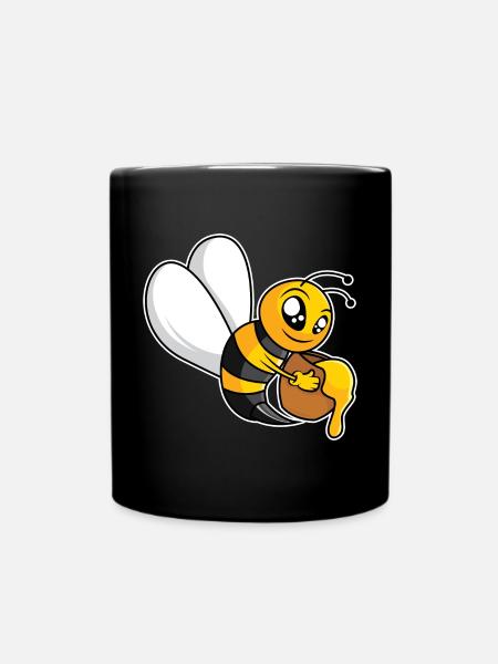 Fleißige Honigbiene - Tasse einfarbig - Schwarz