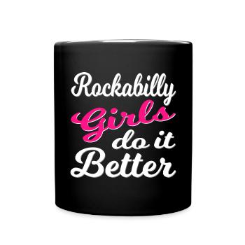 Rockabilly Vintage Mädchenpower - Tasse einfarbig - Schwarz - Vorne